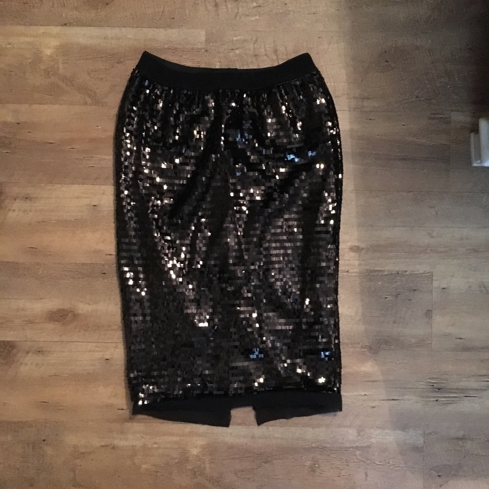 Black Sequin Pencil Skirt